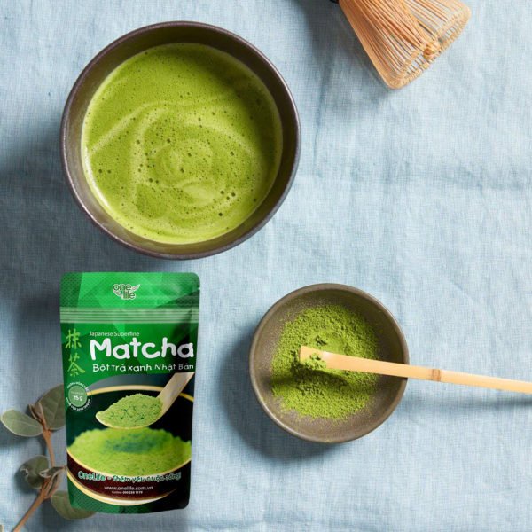 Bộ Sản Phẩm Bột Matcha Trà Xanh Nhật Bản ONELIFE hòa tan uống liền, giảm cân, không đường