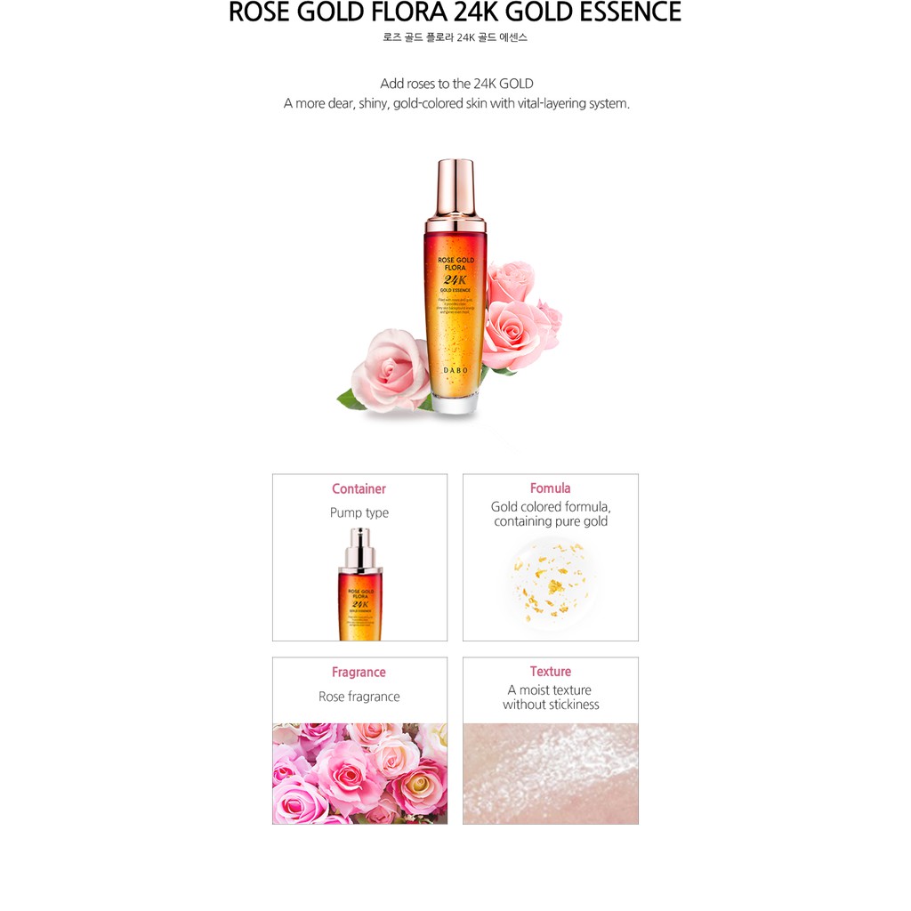 Serum Vàng 24K Hoa Hồng DABO Mờ nếp nhăn, Trắng da, Se khít lỗ chân lông, Chống lão hóa 130ml