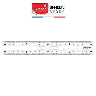 Thước Trắng Cứng Esstentials Maped - Có Cán Cầm, Dễ Sử Dụng, Thương Hiệu Pháp [Chính Hãng}
