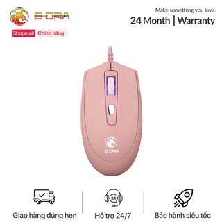 Chuột chơi game có dây e-dra em614 pink - màu hồng - led rgb - cảm biến quan avago 3050 - dpi tối đa 4000