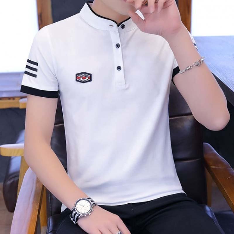 Áo thun nam cổ trụ THÊU vải cotton thấm mồ hôi thời trang nam cực đẹp sang trọng, áo thun nam cao cấp mẫu mới 2022