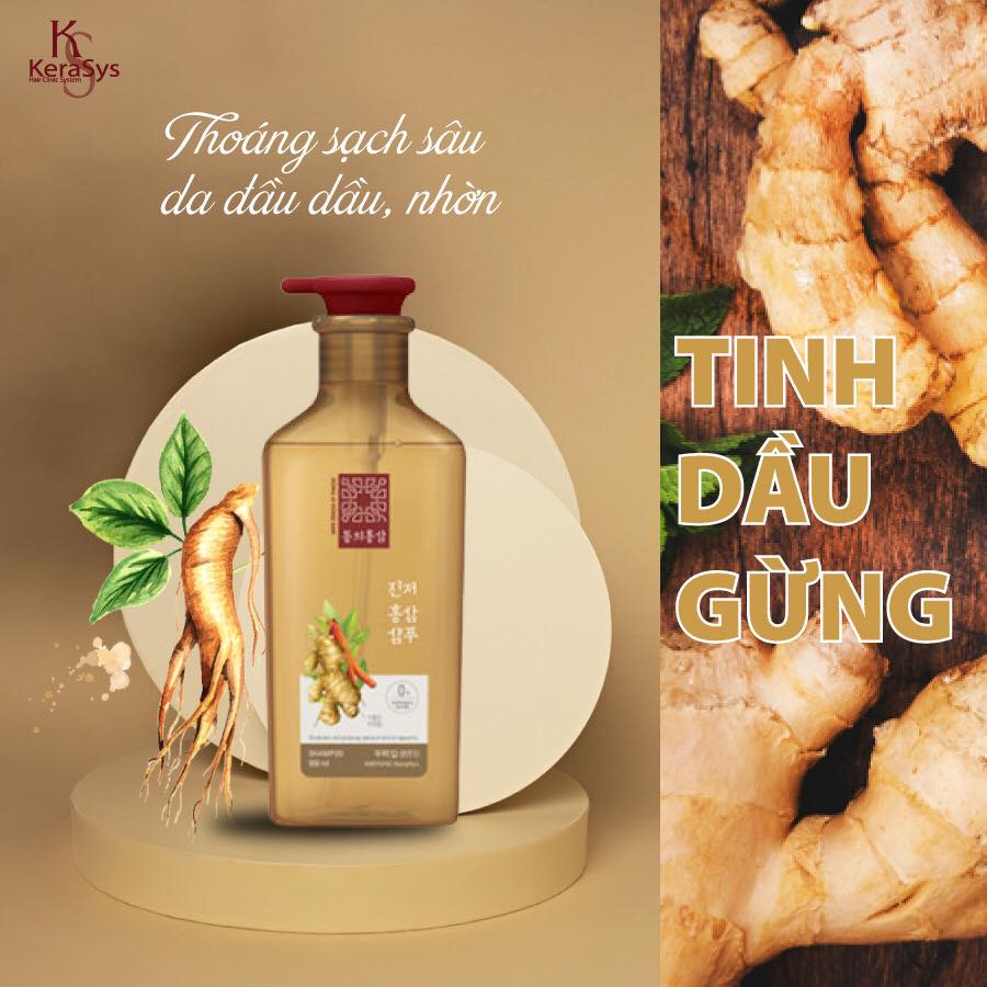 Dầu Gội Xả Hồng Sâm Ngăn Ngừa Rụng Tóc, Làm Phồng Tóc và Giảm Gàu Ngứa Kerasys Dong Ui Hong Sam Hàn Quốc 500ml