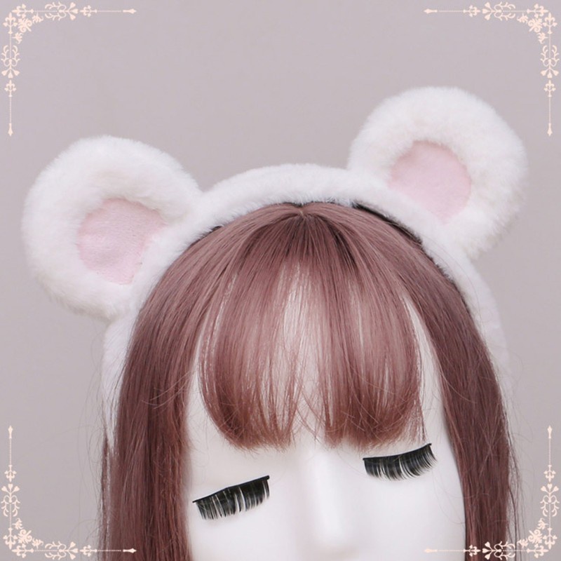 Băng Đô Cài Tóc Hình Tai Gấu Bằng Lông Màu Sắc Tương Phản Dễ Thương Cho Nữ | BigBuy360 - bigbuy360.vn