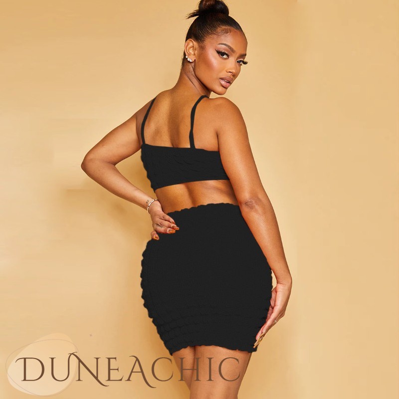 DUNEA Set Áo Tank Top Và Chân Váy Lưng Cao Thời Trang Cho Nữ