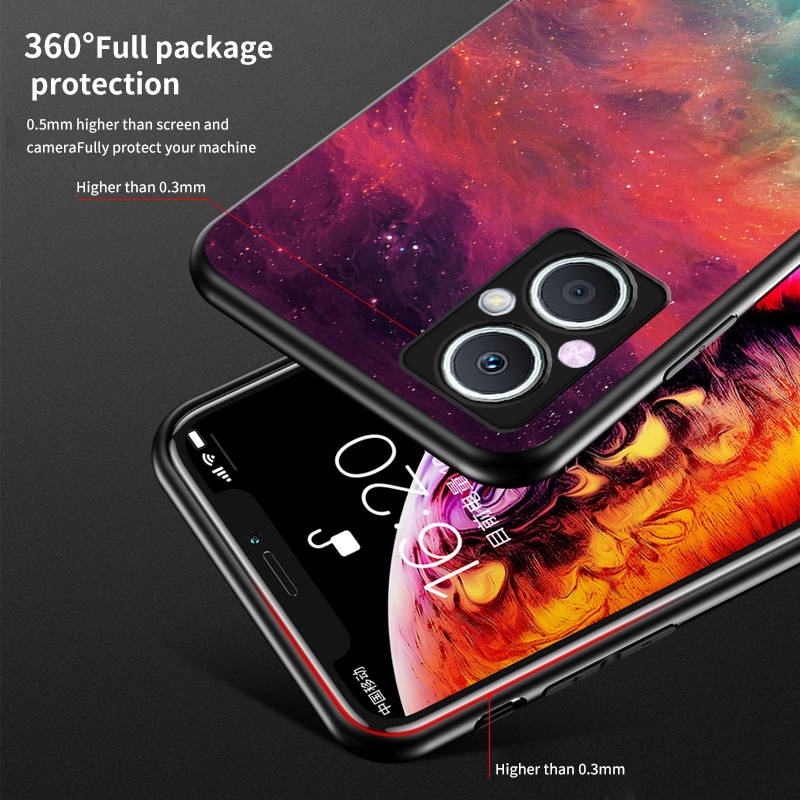 Ốp Điện Thoại Kính Màu Gradient Họa Tiết Bầu Trời Đầy Sao Cho OPPO Reno 8 Lite Reno7 Z 5G OPPO Reno 7Z Reno7Z 5G