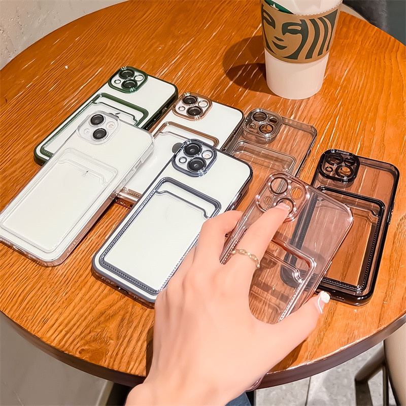 Ốp Điện Thoại Có Ngăn Đựng Thẻ Mạ Điện Chất Lượng Cao Cho Iphone 13 12 11PRO MAX IphoneX XS XSMAX