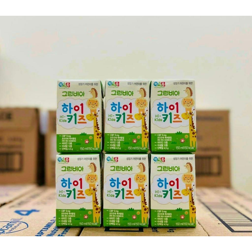Sữa Tươi Greenbia Hi-Kids Hàn Quốc Hộp 150ml Tăng Cân Tăng Chiều Cao Cho Bé Lốc 3 Hộp