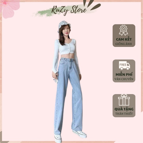 Quần Jean Ống Rộng Thời Trang Nữ Ruzy Store Mã 055