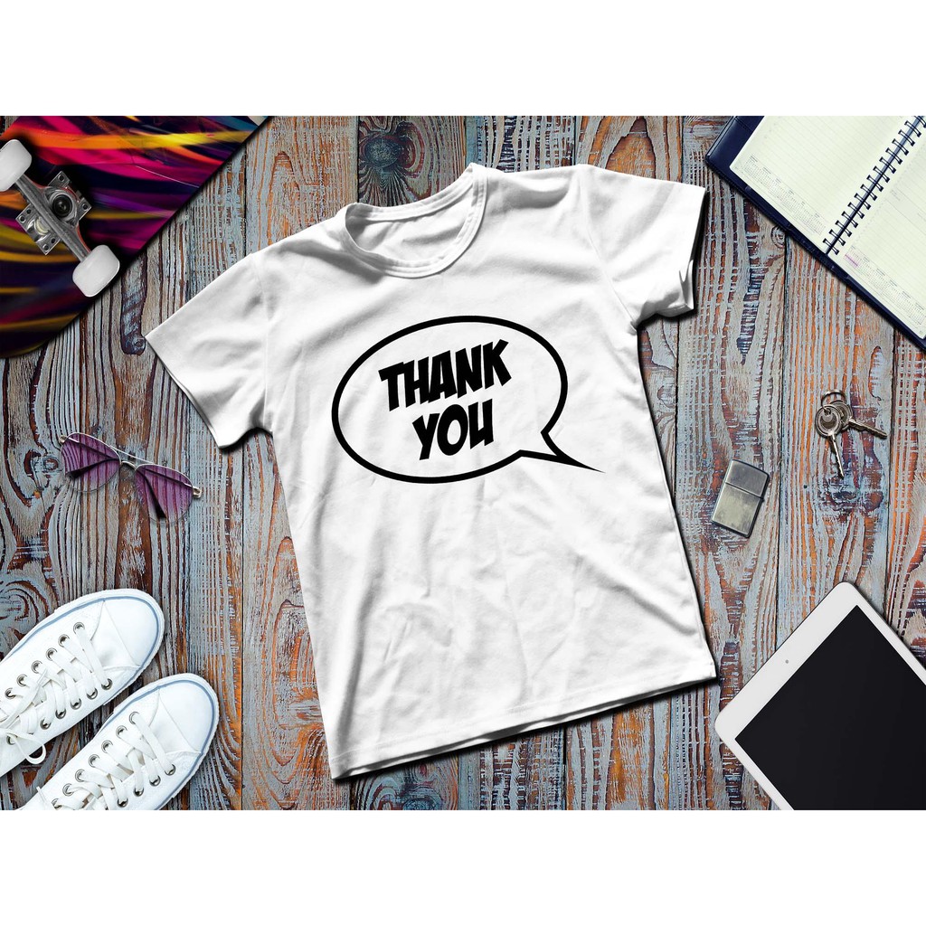 Áo thun in hình thank you màu đen