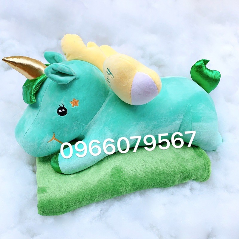 chăn gối văn phòng, Gối kèm mền ngựa unicorn, gối kèm mền 2in1