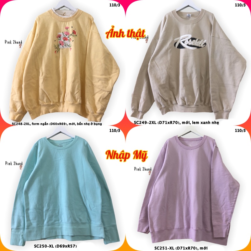 Áo Sweater nữ, nam 2hand, chất dày, size XL/XXL - 1412-1