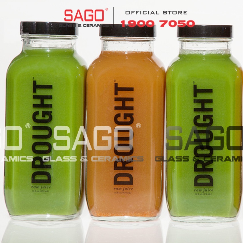 Chai Thủy Tinh Vuông 500ml Nắp Nhựa , Nắp nhôm | Tuỳ Chọn