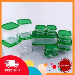 [ FREESHIP 50K ] - Bộ hộp nhựa 17 món đựng thức ăn để tủ lạnh tiện dụng.