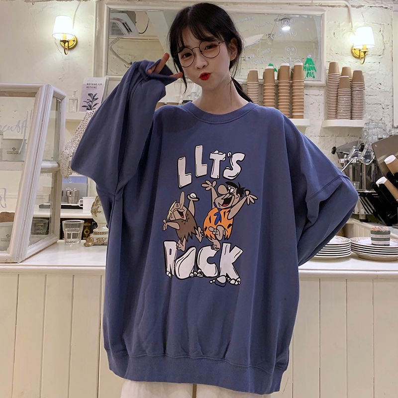 HIIXIIVI Áo Sweater Tay Dài Cổ Tròn Oversize In Họa Tiết Thời Trang Hàn Quốc Cho Nam Nữ