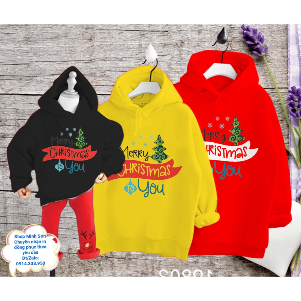 🍁💟🌴ÁO NỈ HOODIE MERY CHRISTMAS, NỈ MŨ GIA ĐÌNH, ÁO ĐÔI  LOẠI 1 ĐỦ MÀU ĐỦ SIZE