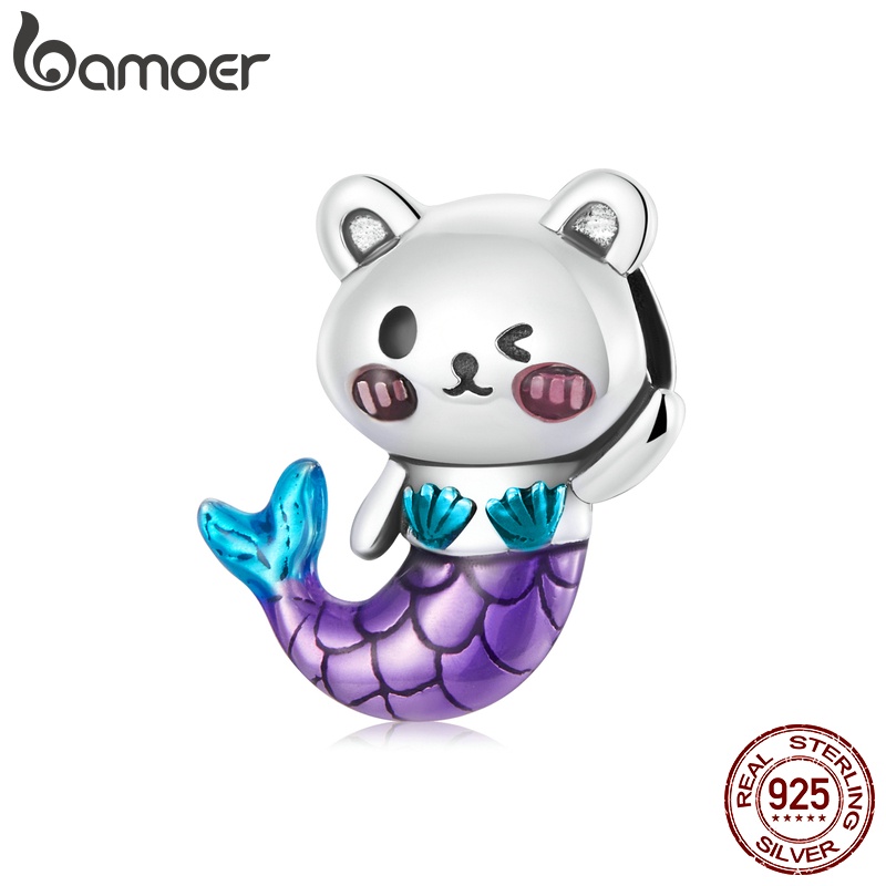 Mặt dây chuyền BAMOER SCC2132 bằng bạc 925 hình nàng tiên cá kiểu dáng thời trang