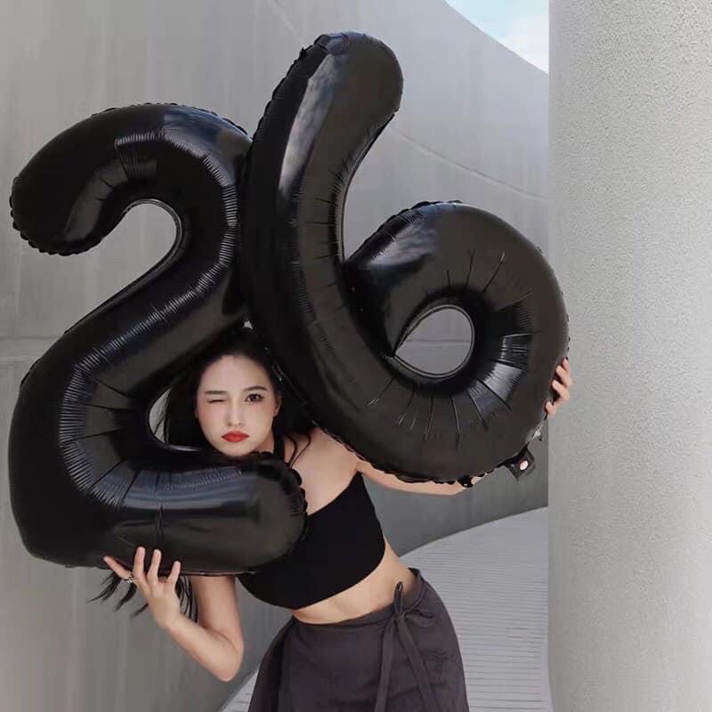 Bóng bay số size đại 80cm màu đen trắng cho tổ chức sinh nhật,tiệc tùng sự kiện chụp ảnh kỷ yếu