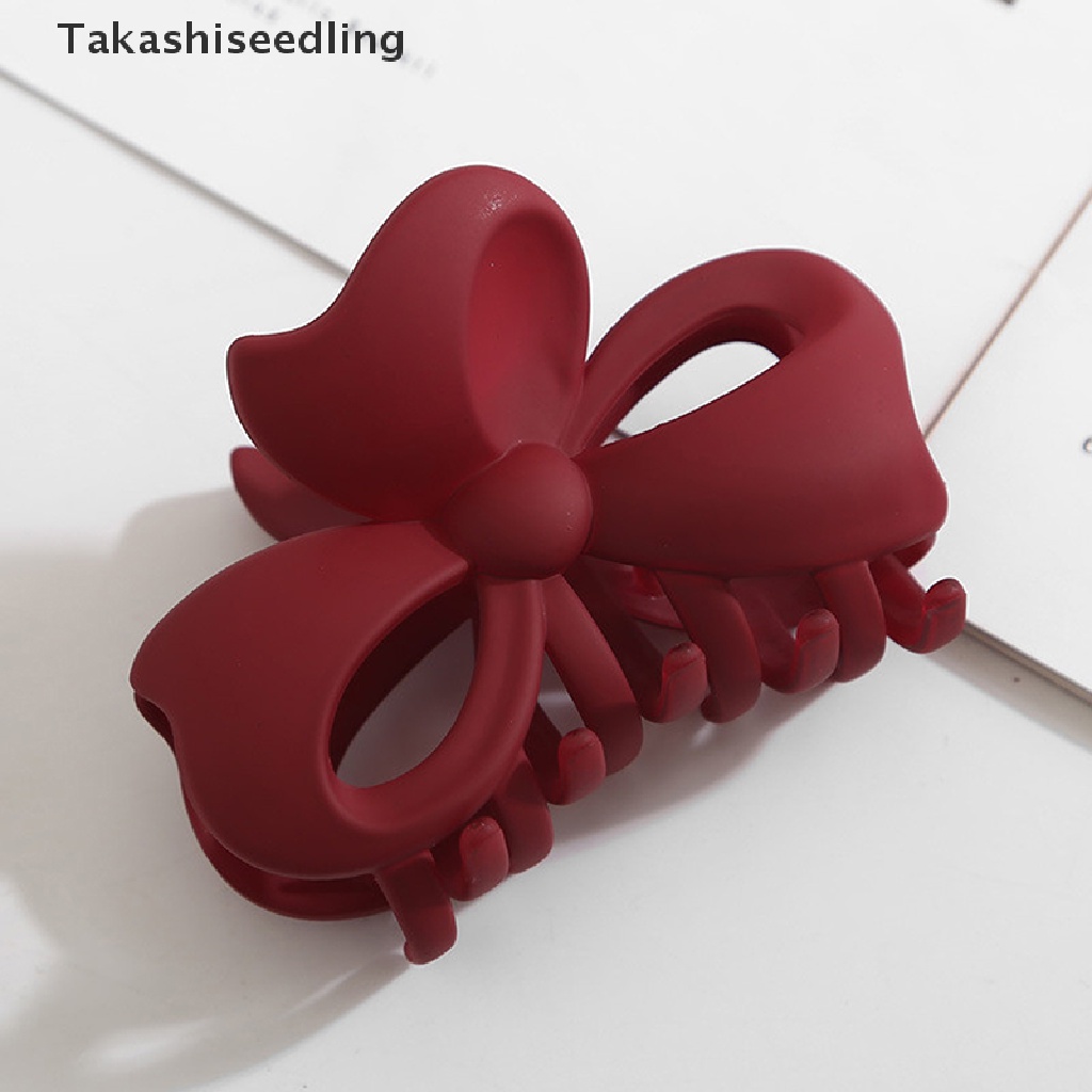 (Takashiseedling) Kẹp Tóc Càng Cua Bằng Acrylic Nhám Đính Nơ Thanh Lịch Hàn Quốc