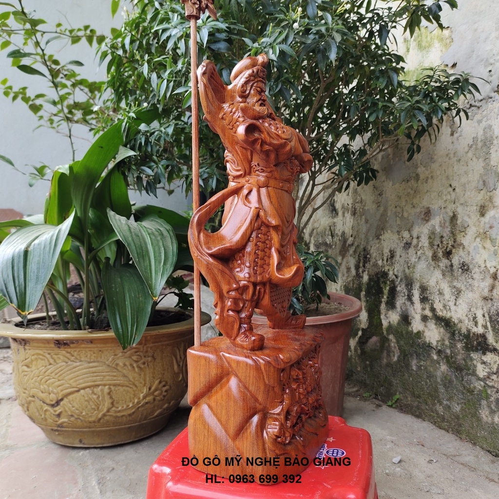 Tượng quan công quan vân trường gỗ hương cao 40cm