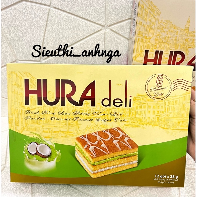 Bánh Bông Lan Hura Deli Hộp 336G (12 gói)