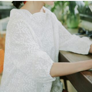 Áo babydoll trắng dài tay ( CÓ SẴN )