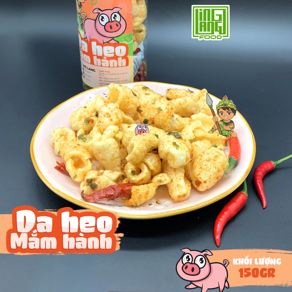 Da heo chiên giòn siêu ngon 150g, da heo chiên nước mắm hành thơm giòn Linh Lang Food, bì lợn chiên giòn ăn vặt