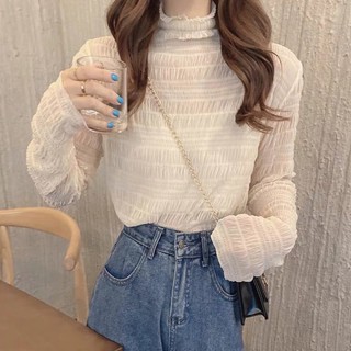 Áo ren lưới mỏng( kèm ảnh thật) sẵn trắng