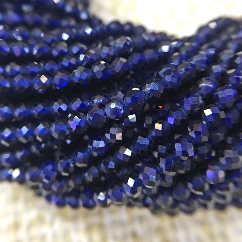 Chuỗi Hạt Đá Sapphires2 3Mm Màu Đen Tự Nhiên Dùng Làm Trang Sức Vòng Tay / Vòng cổ diy