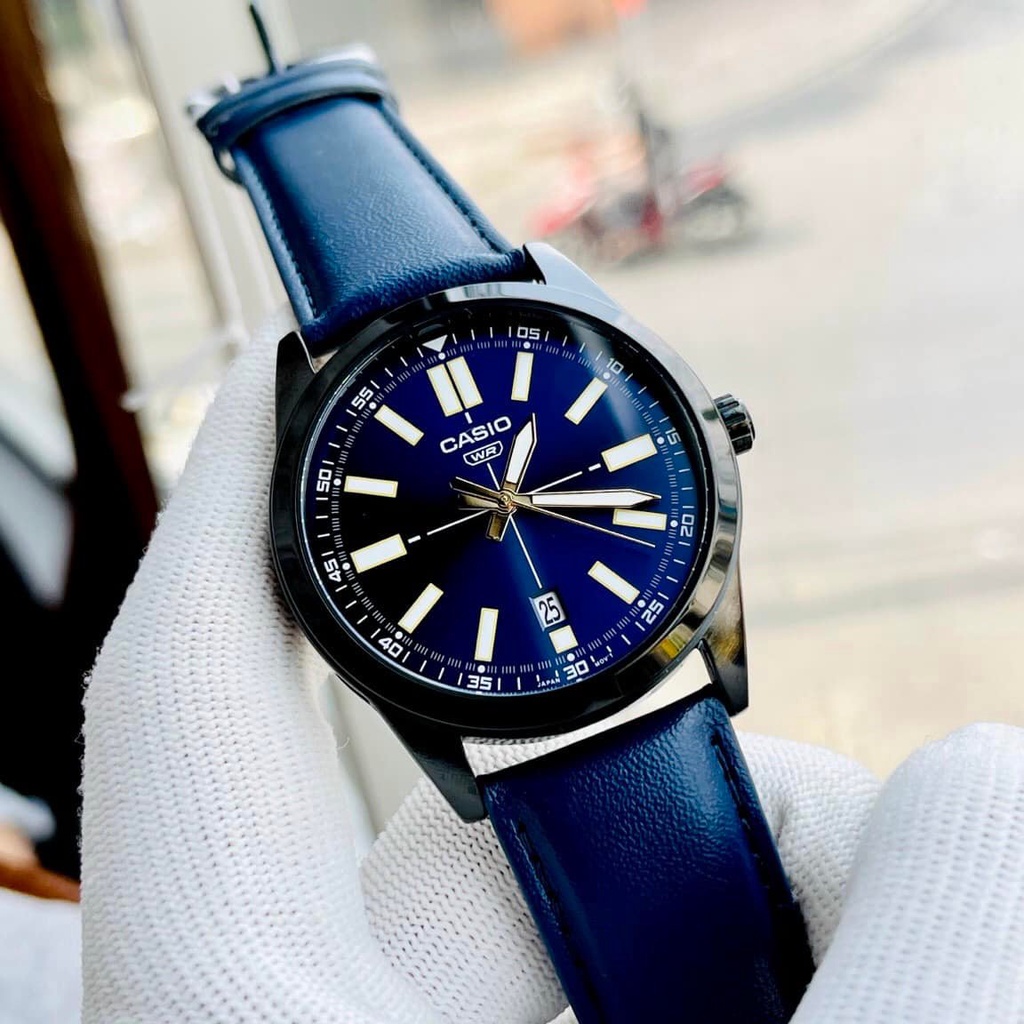 Đồng hồ nam dây da Casio Anh Khuê MTP-VD02BL-2EUDF