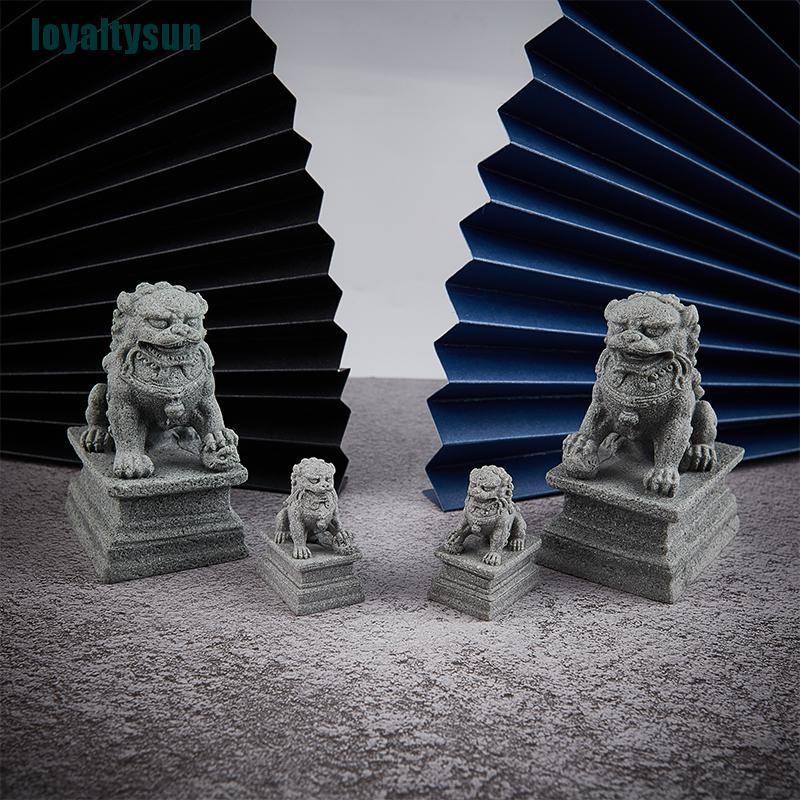Bộ 2 Tượng Sư Tử mini Bằng Đá Dùng Trang Trí Phong Thủy