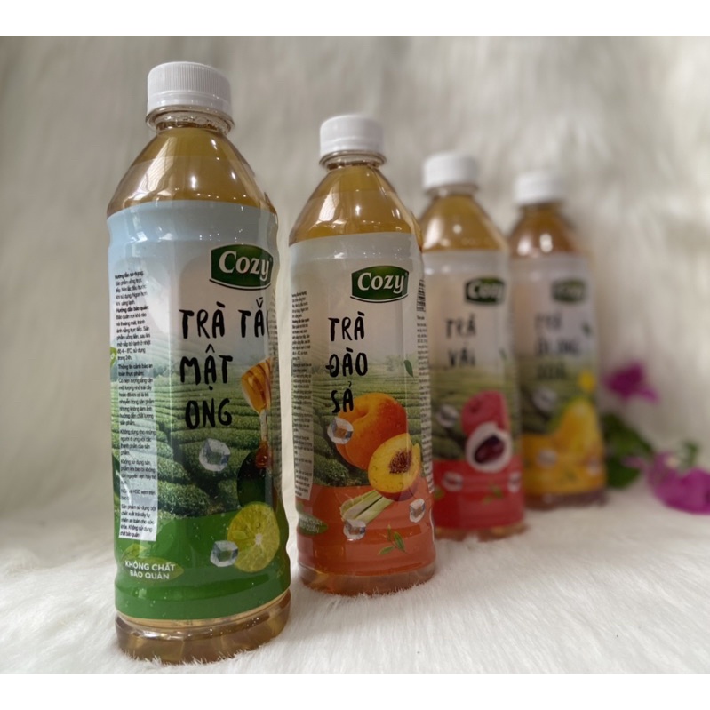 Combo 4 Chai Trà Hoa Quả Đào Sả,Vải , Tắc Mật Ing , Ô Long Xoài /4 Chai*445ml