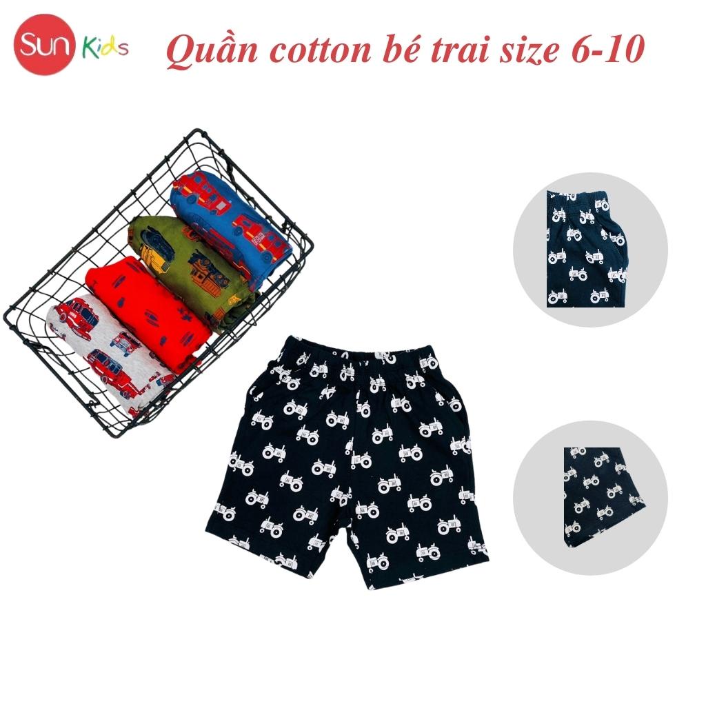 Quần đùi bé trai SUNKIDS, quần short bé trai chất cotton mềm mát, size 6-10 tuổi nhiều màu