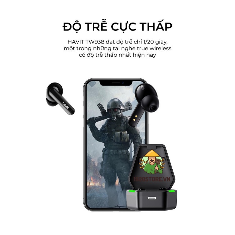 Tai Nghe Gaming TWS HAVIT TW938, Bass Chất Game Mượt, Chip ATS3015 Giảm Độ Trễ 0.05s - BH 12 Tháng