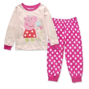 Bộ đồ ngủ tay dài in hình heo Peppa dành cho bé gái từ 2-7 tuổi