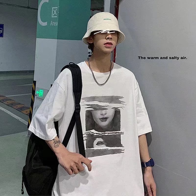 Áo Thun Tay Ngắn Dáng Rộng In Họa Tiết Hoạt Hình Phong Cách Hip Hop Đường Phố Hàn Quốc Thời Trang Cho Nam Và Nữ M-8XL
