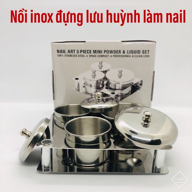 Bộ 3 nồi inox đựng lưu huỳnh đồ làm móng