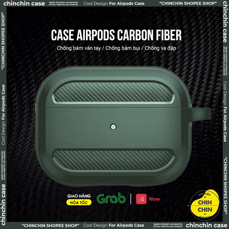 Case Airpod 1/2/Pro Carbon Fiber Nhựa TPU Chống Bám Vân Tay Chống Bám Bụi Siêu Bền Đẹp - Chinchin Case