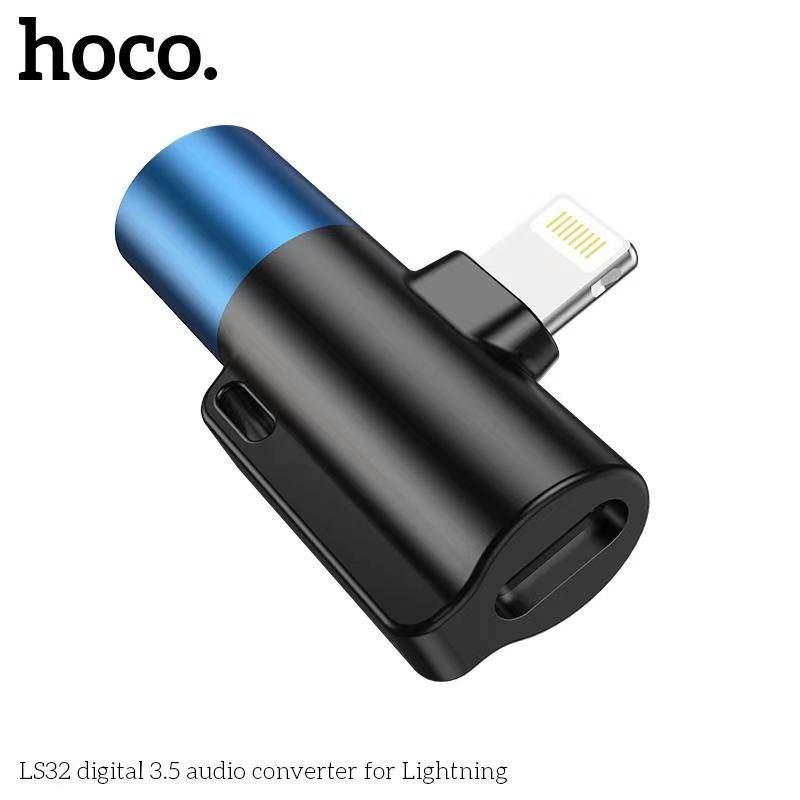 Jack chuyển Hoco LS32 gồm 1 jack IP và 1 jack 3.5mm. Vừa sạc vừa cắm tai nghe