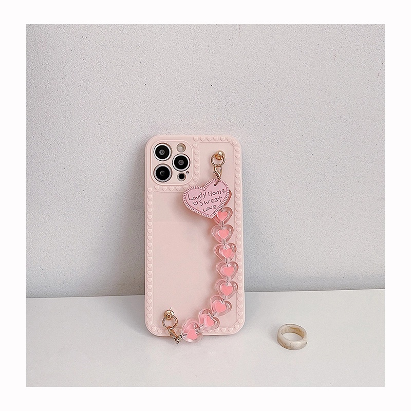 Ốp điện thoại TPU có dây chuỗi trái tim thích hợp cho Iphone 13 Pro Max 12 Pro Max 11 Pro Max Xs Max Xr X 7 8+ 6 6s+