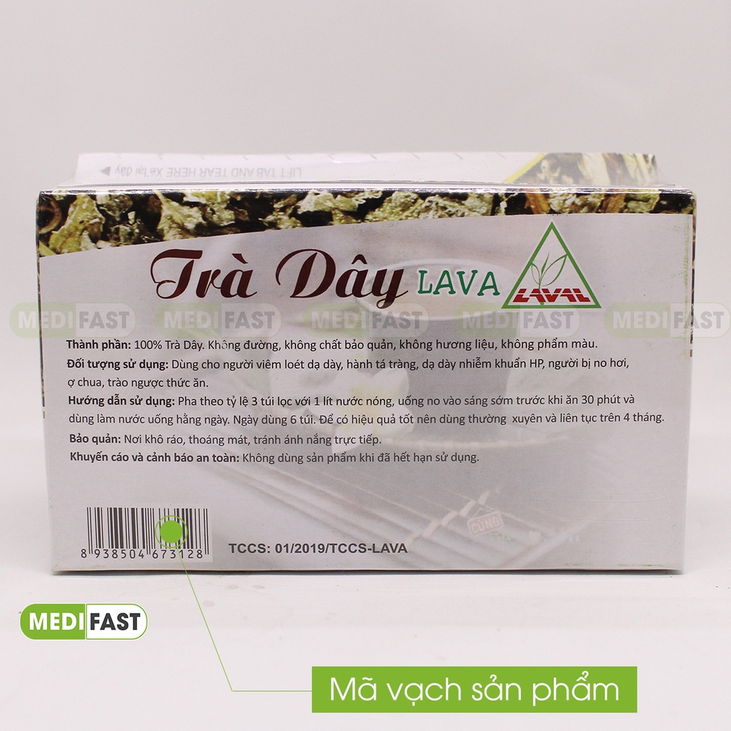 Trà Dây Lava - Dùng cho người bị các bệnh dạ dày - Hộp 30 túi lọc lớn