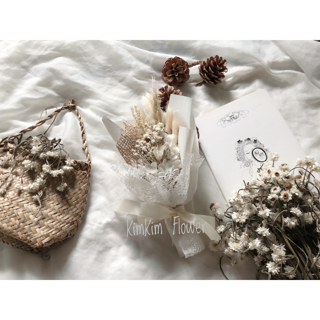 Bó hoa khô mini, hoa khô decor chụp hình , quà tặng