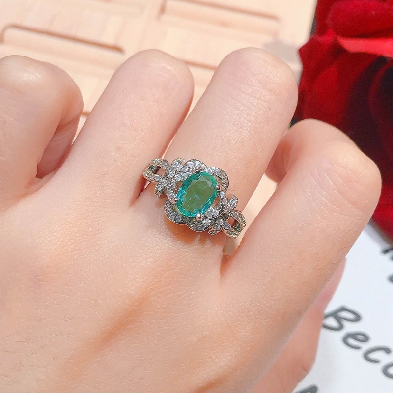 Nhẫn cưới mạ bạc 925 hình hoa hồng đính đá zircon sang trọng