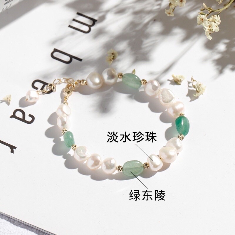 Vòng tay hạt dẹt 8ly mix đá xanh