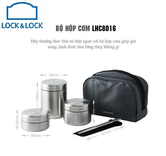 Bộ hộp cơm giữ nhiệt Lock&Lock LHC8016S01