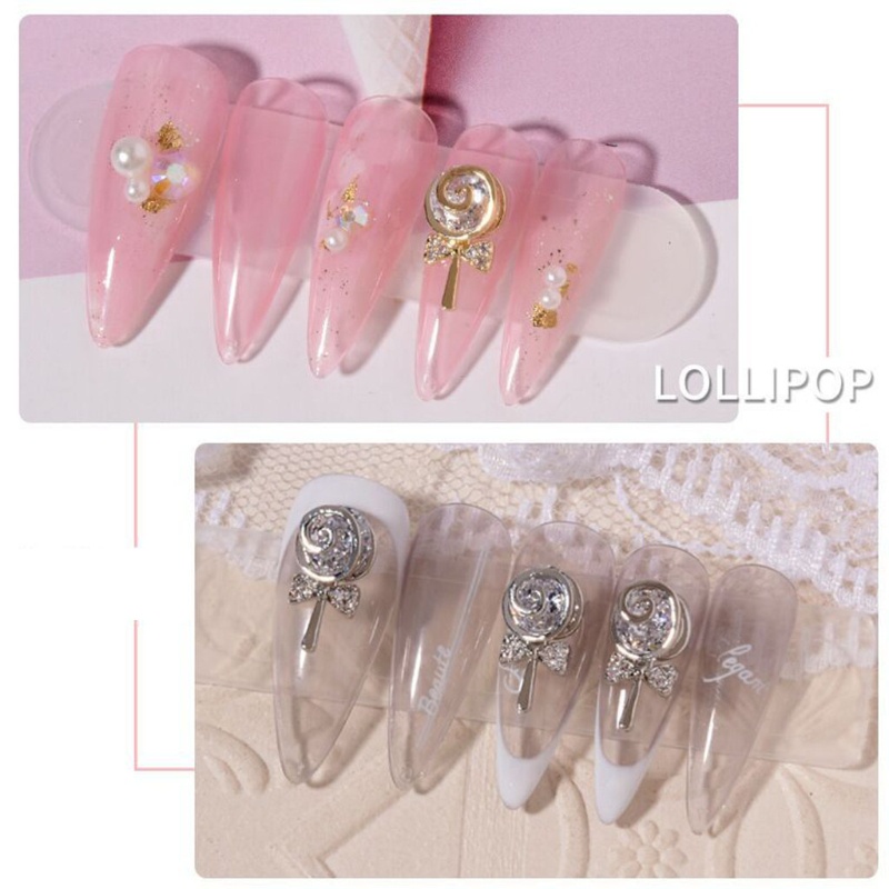 Phụ Kiện Trang Trí Móng Tay Hình Kẹo Mút Đính Đá Zircon Đẹp Mắt