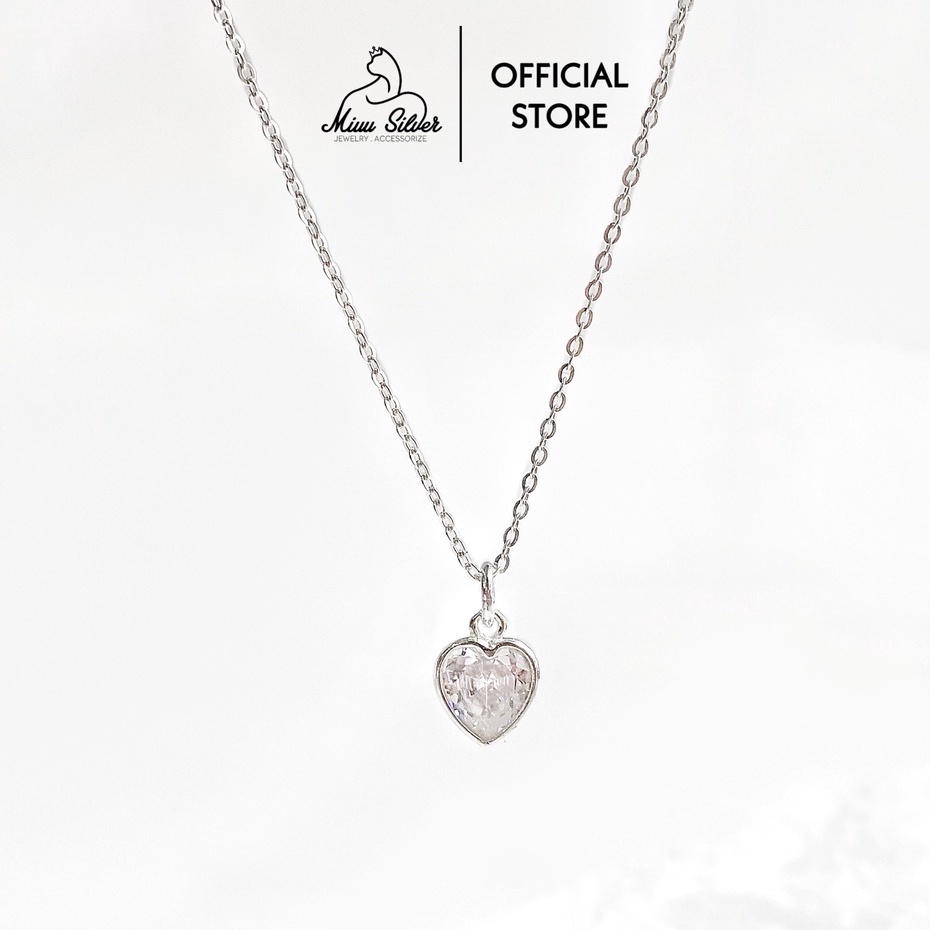 Dây chuyền bạc nữ Miuu Silver trái tim đính đá thanh lịch, sang trọng Crystal Heart