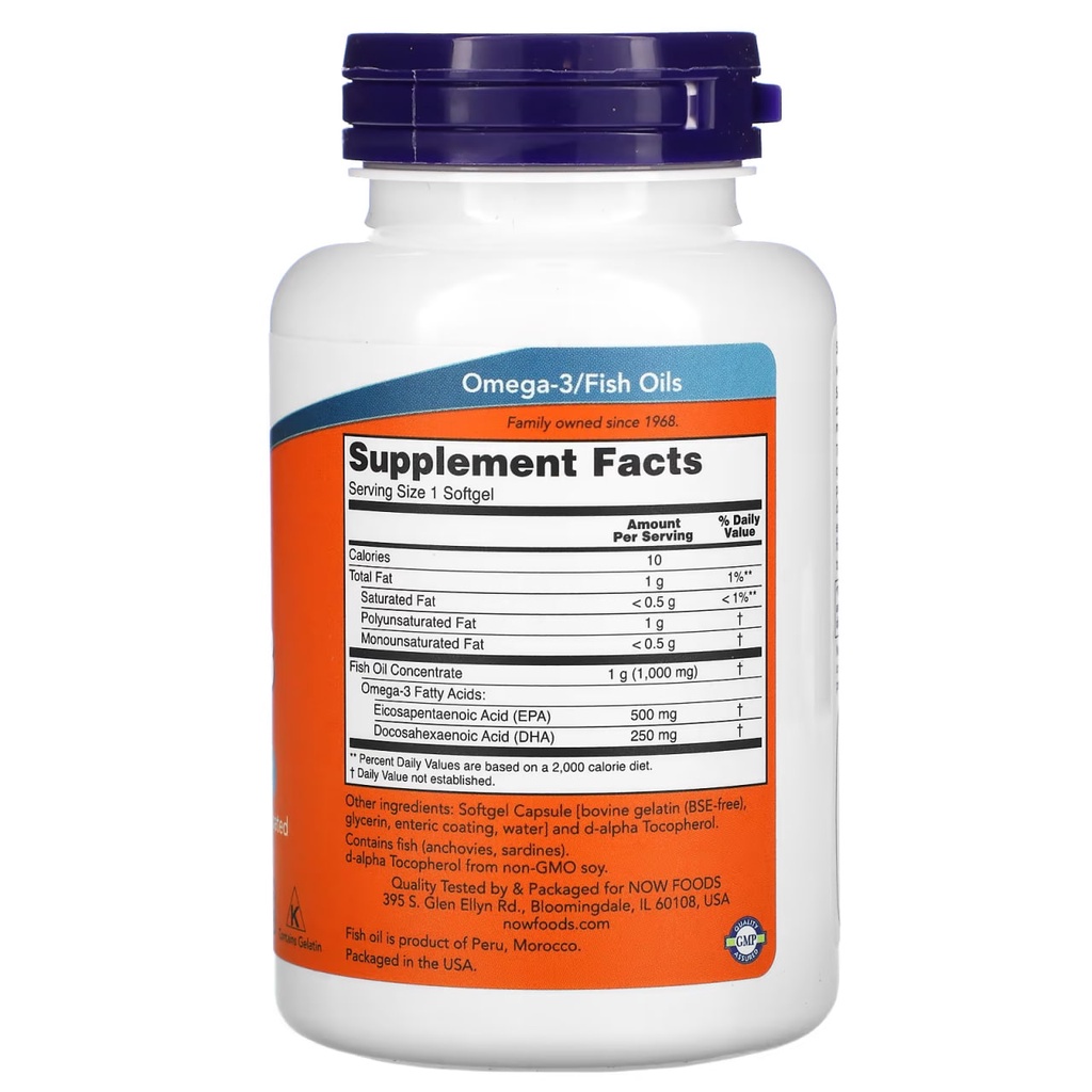 Omega 3 | now ultra omega 3 500 EPA  250 DHA  bổ  nhập mỹ- chính hãng - chất lượng cao