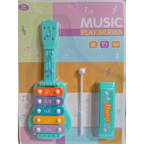 Combo 1 đàn xylophone 5 thanh, 1 kèn harmonica cho bé cảm thụ âm nhạc