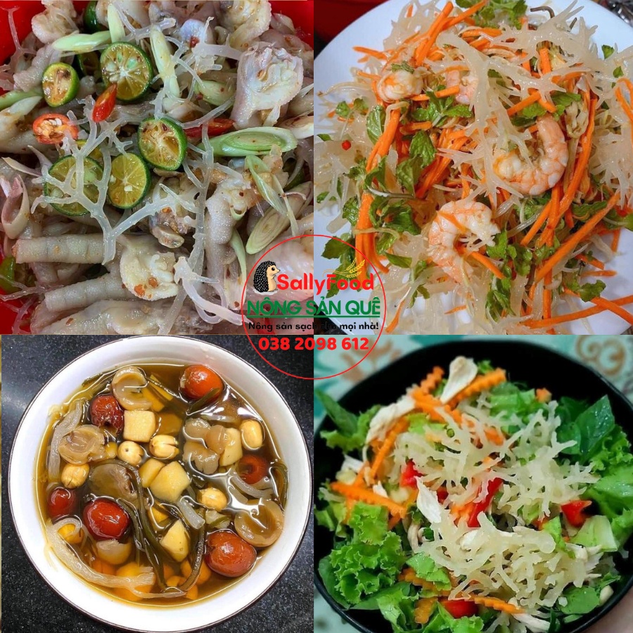 Rong Sụn Gai Muối Khô Hữu Cơ SallyFood Gói 500g/1kg Rong Biển Chân Vịt Sạch Ninh Thuận Nấu Chè Làm Gỏi Nông Sản Quê Sạch