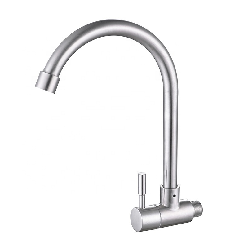 Vòi rửa chén - bát lạnh gắn tường cần cứng Inox 304
